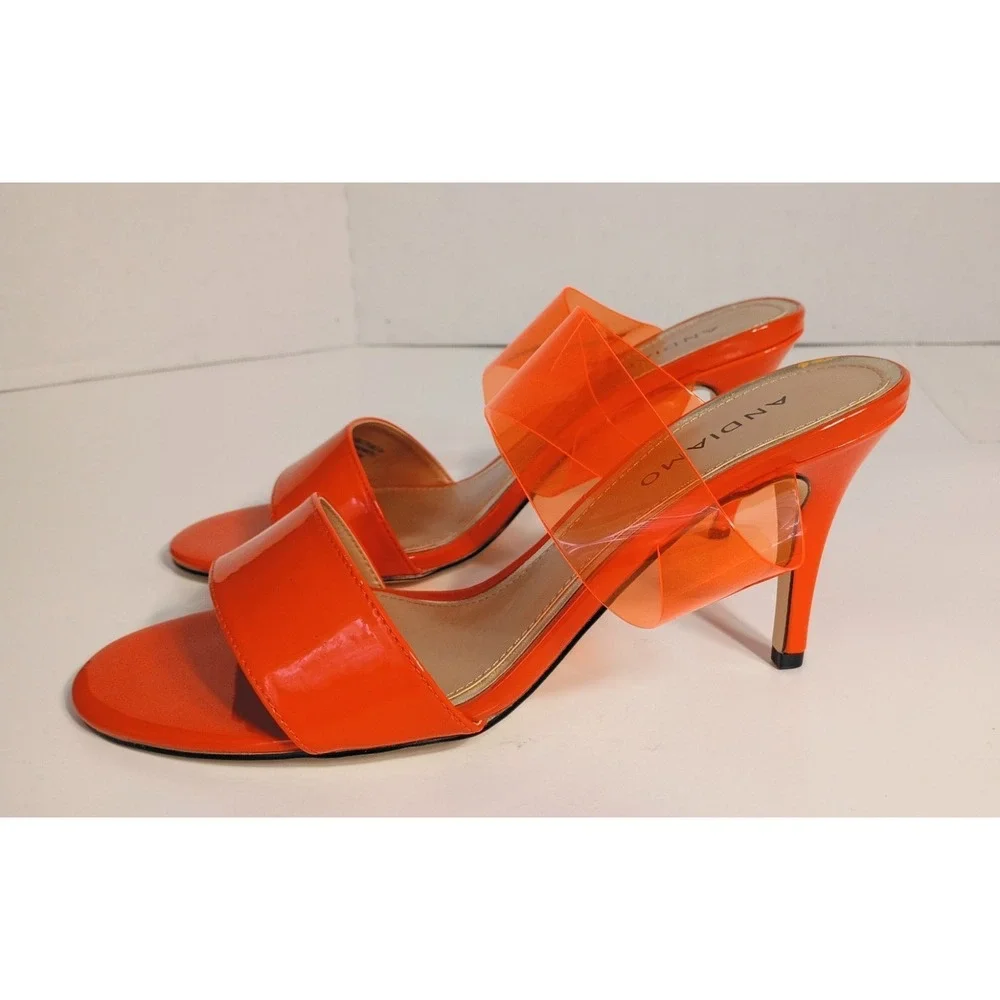 ANDIAMO Shoes Womens Double Take Neon Orange‎ High Heels Sz 9M, Bright Colorful